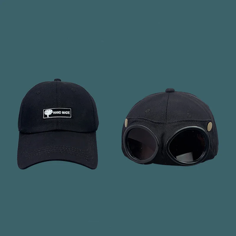 Unisex Sommer-Baseballkappen mit Brille, Pilotenmütze, Persönliche Hip-Hop Schirmmütze für Damen und Herren, Outdoor-Sport Sonnenschutz-Caps