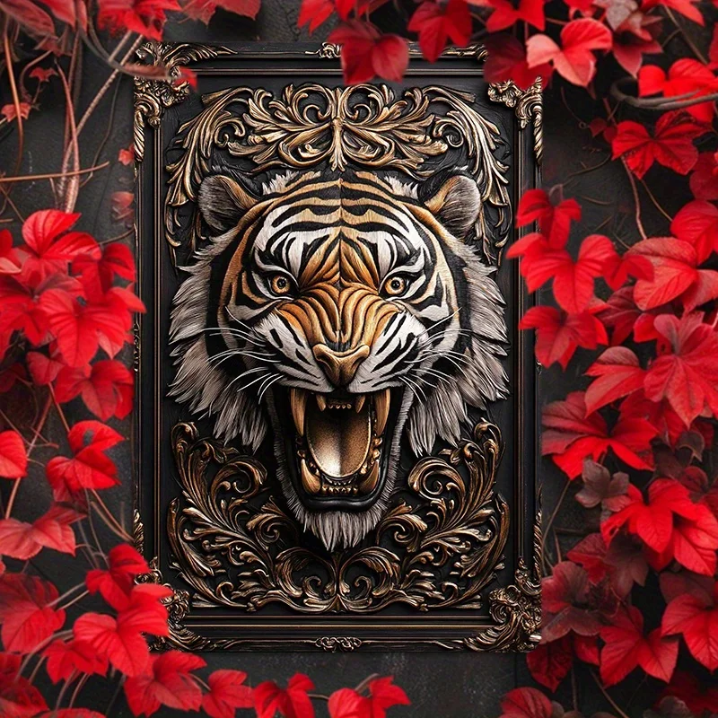 

Aluminum Tiger Wall Art, 3D Embossed Metal Sign for Home and Office Decor - Weather Resistant Aluminum, Decorative Wall Poster
