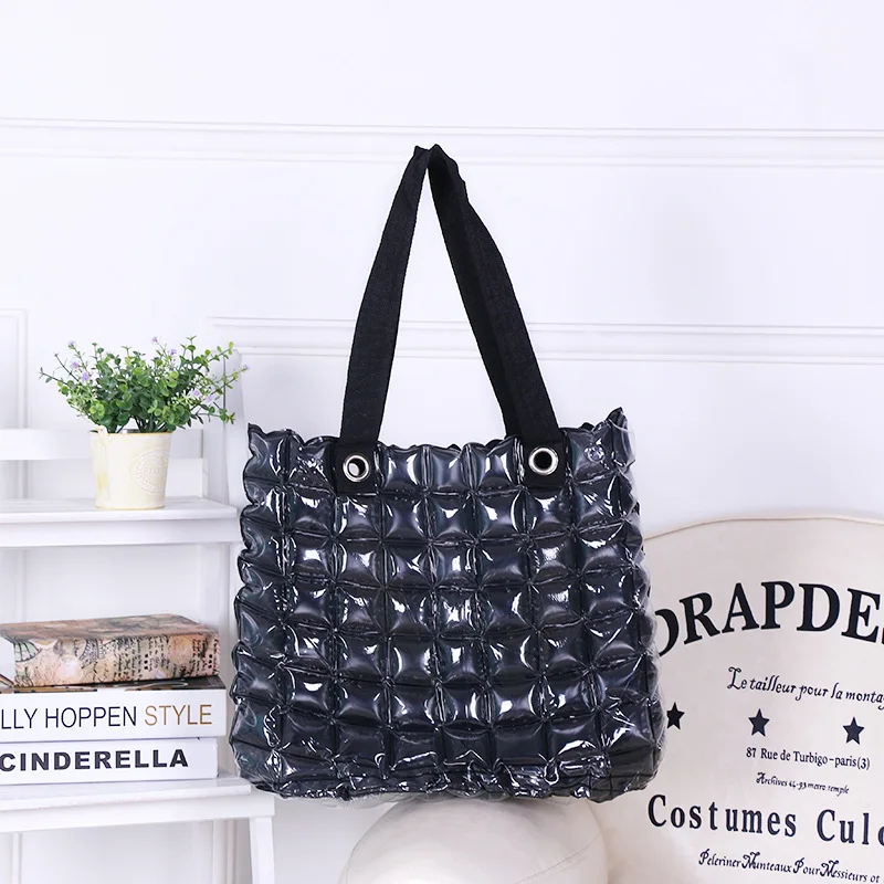 Women\'s Handbag Personalized Pvc Beach Bag Inflatable Pvc One Shoulder Fashion Leisure Bag Square Lattice Bag Shoulder Bags