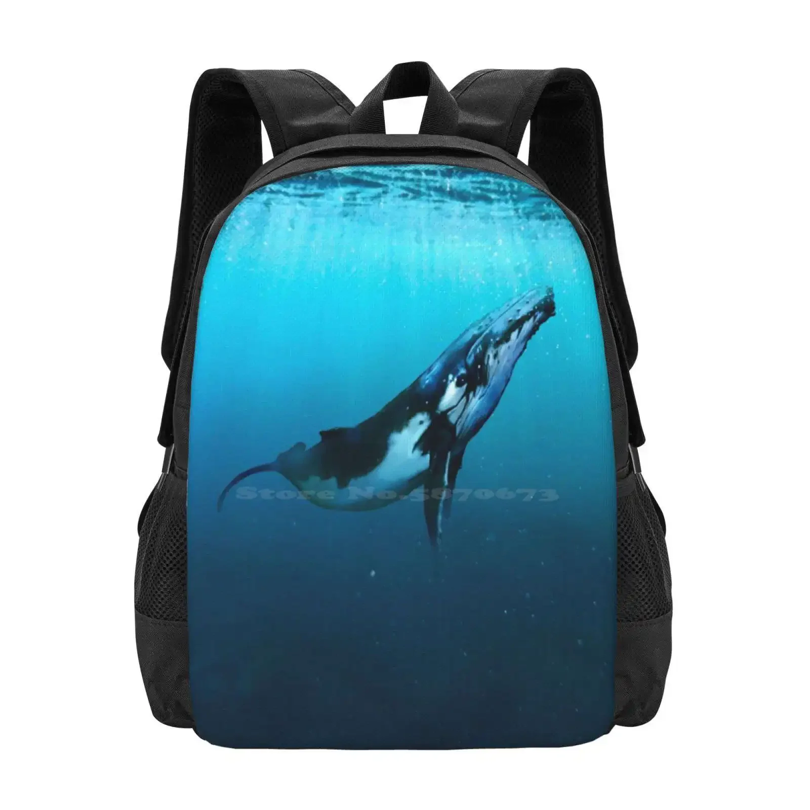 

Blue Whale Pattern Design Bagpack School Bags Blue Whale Dream Whale Sea Ocean