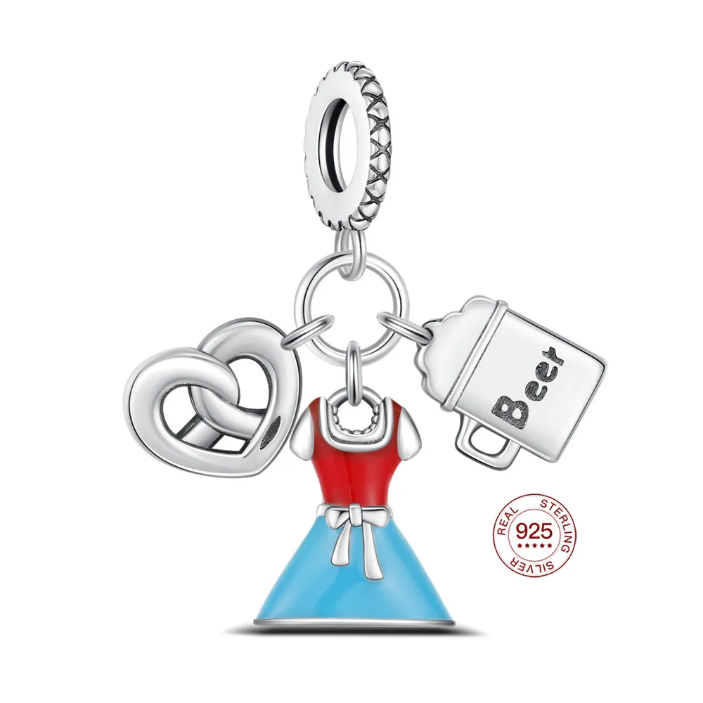 

New 925 Sterling Silver Charm Oktoberfest Bavarian Charm Jewelry Making Original Pendant For Classic Bracelet DIY Jewelry Gifts