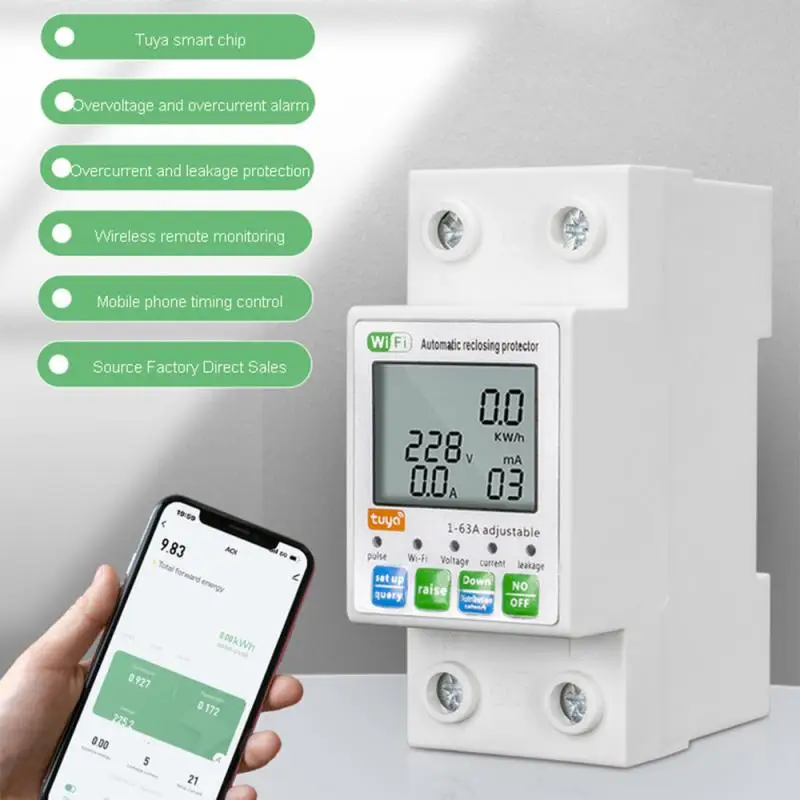 

Tuya 63A Din Rail WIFI Smart Energy Meter Timer Power Monitor KWh Meter Wattmeter 110V 220V Smart Life Alexa Google Home Alice