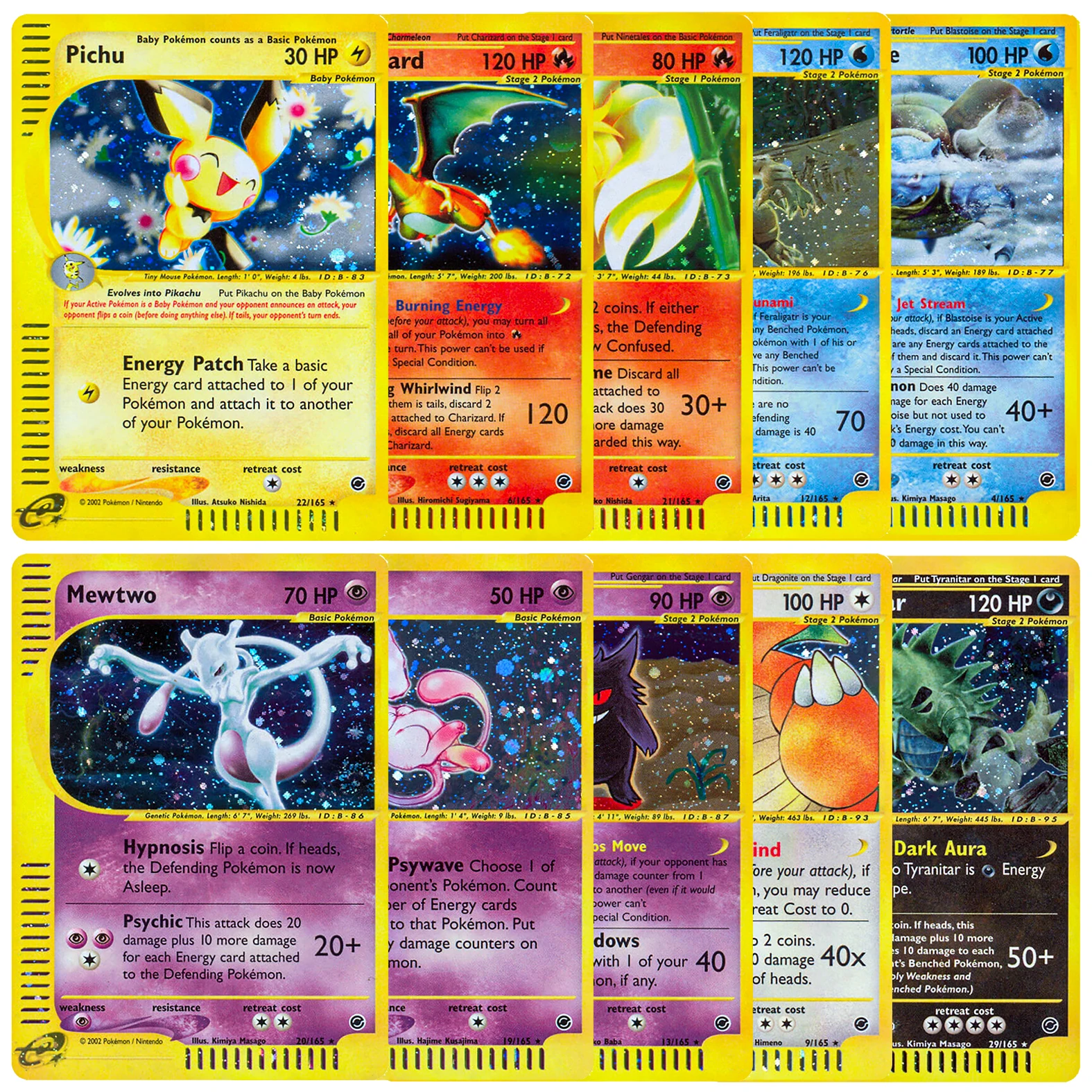 2002 PKM Holo-Karten Expedition (EX) Nr. 1-32 Seltene Cosmos Blastoise/Dragonite/Ninetales PTCG E-Karten-Serie PROXY Spielkarten Geschenke