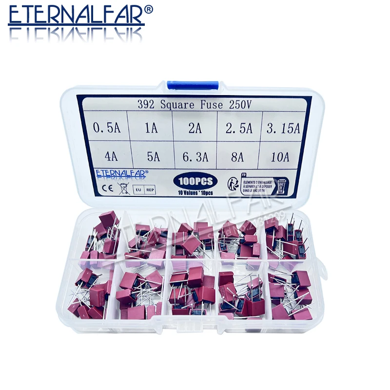Square Fuse T50MA T500MA T1A T2.5A T3.15A T4A T5A T6.3A T8A T10A 250V 392 Plastic T2A LCD TV Power Board Commonly Water Purifier