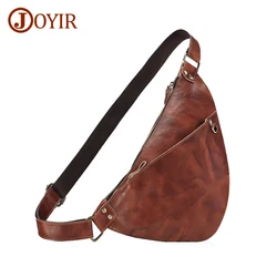 JOYIR Male Genuine Leather Retro Shoulder Bags Travel Sling Chest Pack for 7.9 inch iPad Crossbody Bag Casual Satchel Bag