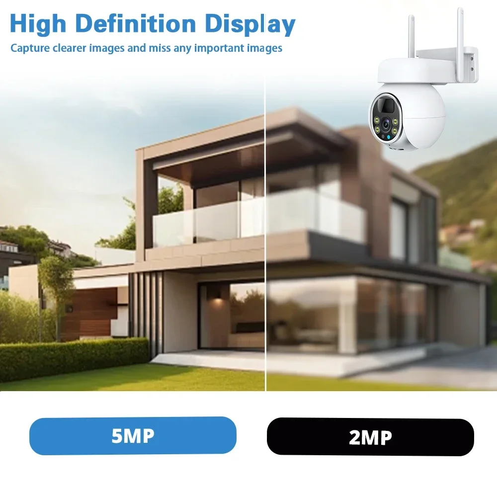 5MP اللاسلكية الشمسية PTZ CCTV كاميرا مراقبة الرؤية مقاوم للماء في الهواء الطلق PIR كشف اللون للرؤية الليلية لأمن المنزل