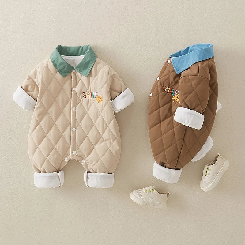 Chłopięcy bawełniany komplet z polarową podszewką, jesienno-zimowa odzież wierzchnia, ubranka dla noworodków, spodnie z wysokim stanem, bawełniana tkanina.