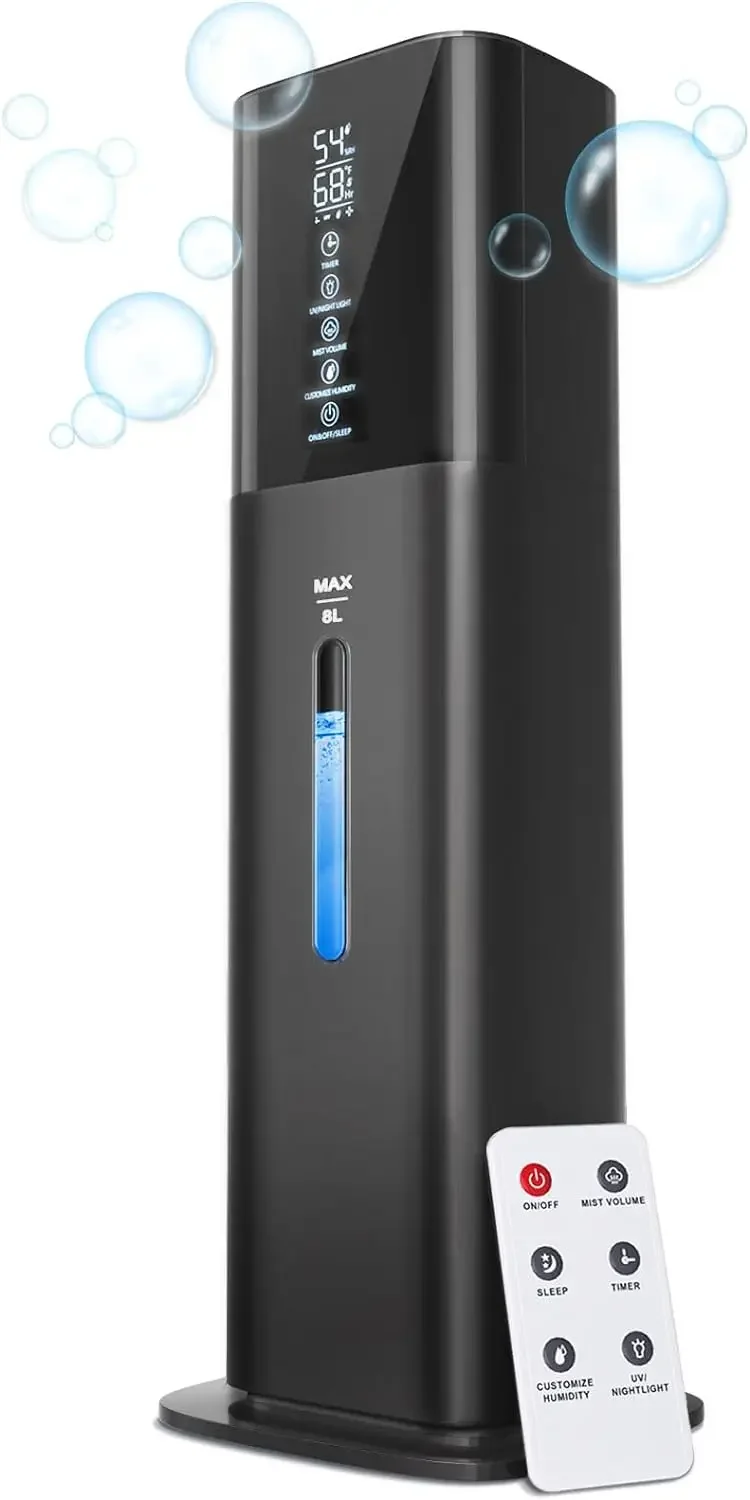 

Large 2.11Gal Ultrasonic Cool Humidifier with Timer and Humidistat - Perfect for Large Rooms, Bedroom, Baby, Adults, and Plants