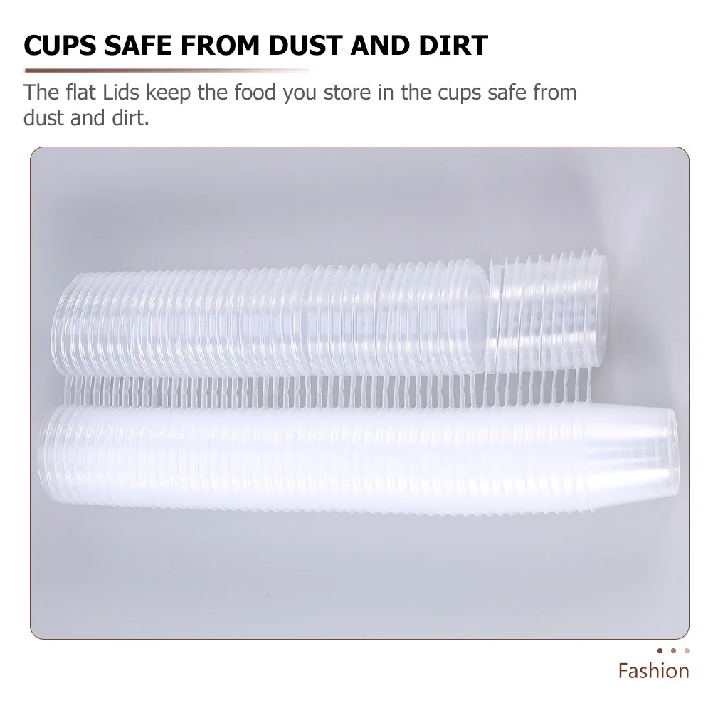 

100 PCS Cup Seasoning Box Clear Plastic Cups with Lids Portion White Disposable