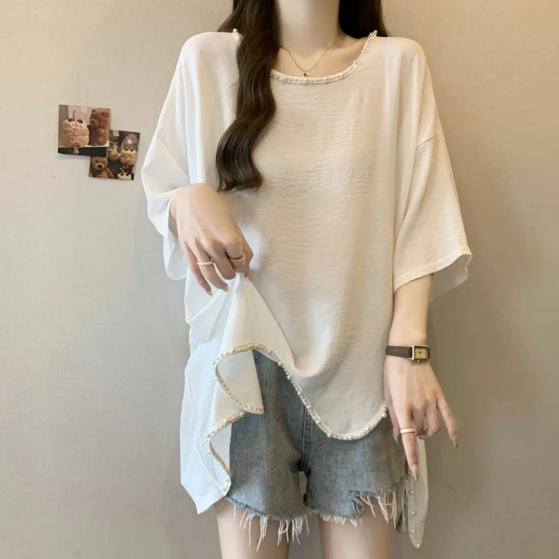 

Korean Plus Size Loose Youth Pullovers Top Summer Short Sleeve Solid Simplicity Lazy Style T Shirts Casual Fashion Women Clothes