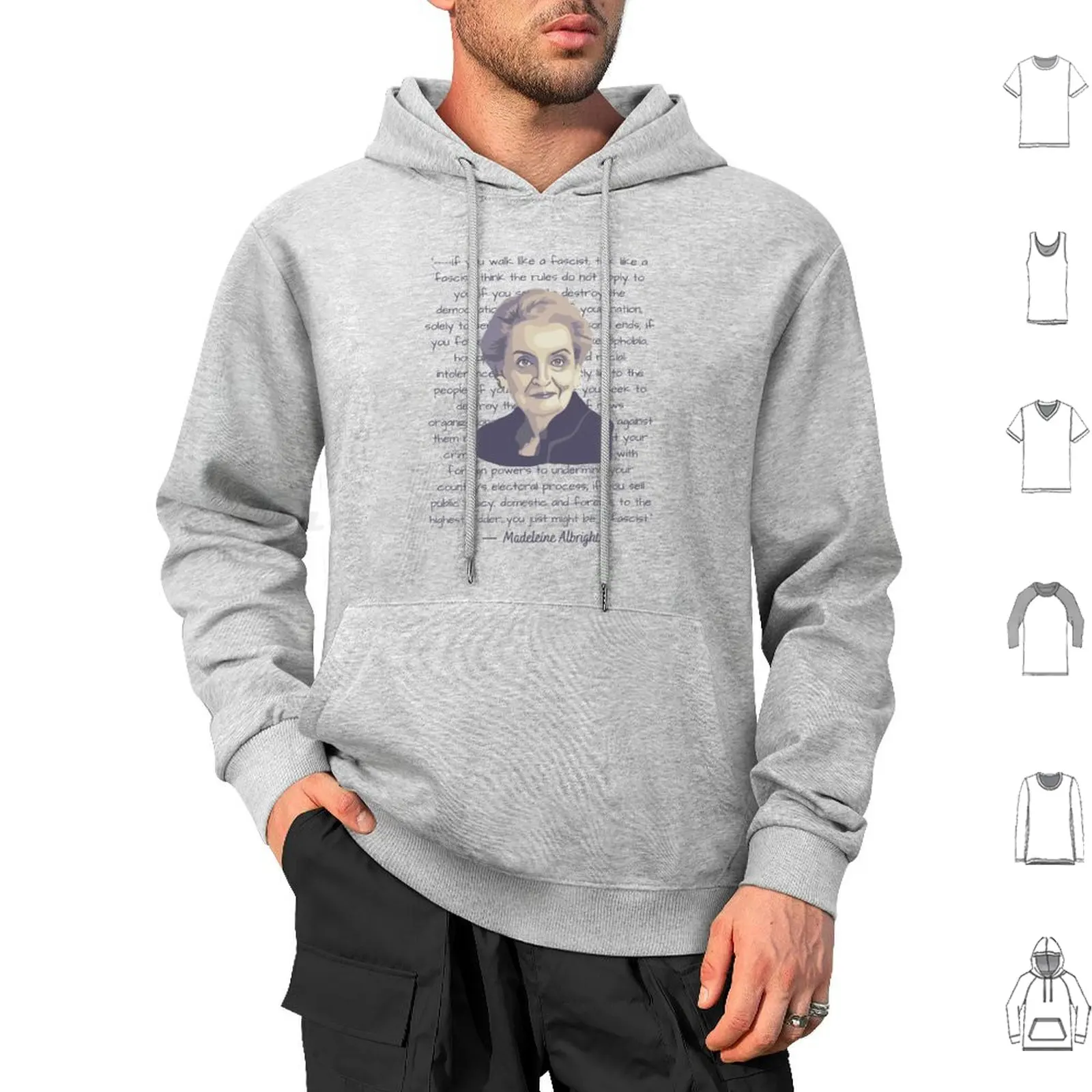 Madeleine Albright Portrait And Quote Hoodie cotton Long Sleeve Madeleine Albright Feminism Feminist Quote Womens