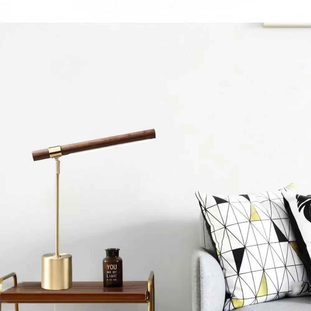 Minimalist Nordic Foldable Desk Lamp Wood Grain Reading Light Metal Table Lighting For Study Office Bedroom Night Lamp