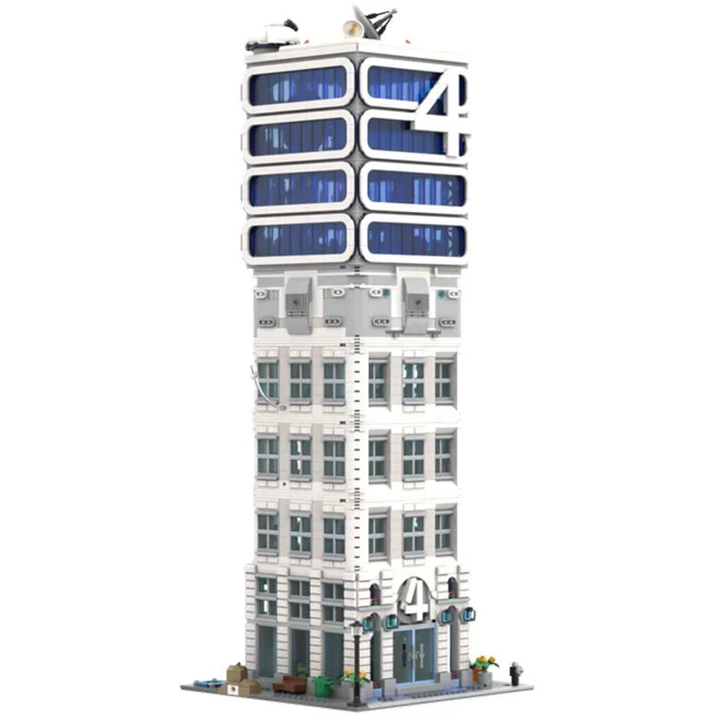 Moc creativo superhéroe clásico vista a la calle edificios modulares modelo de bloques de construcción niños juguetes de arquitectura educativa regalo