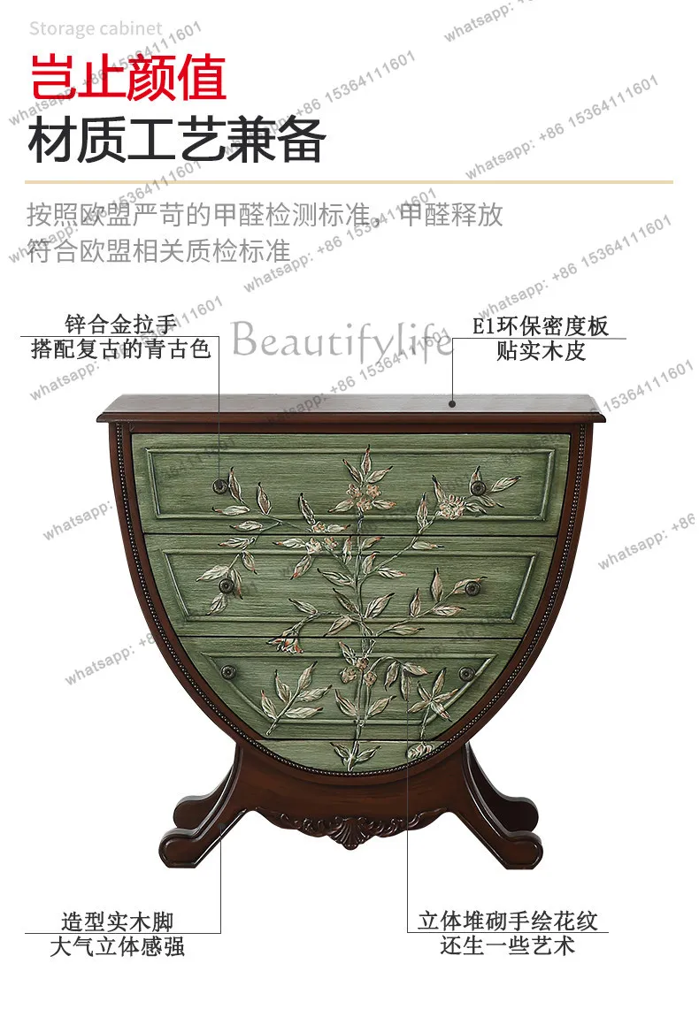 LD American Country Foyer Entrance Cabinet Living Room Decoration Painted Bedroom Drawer Storage Cabinet