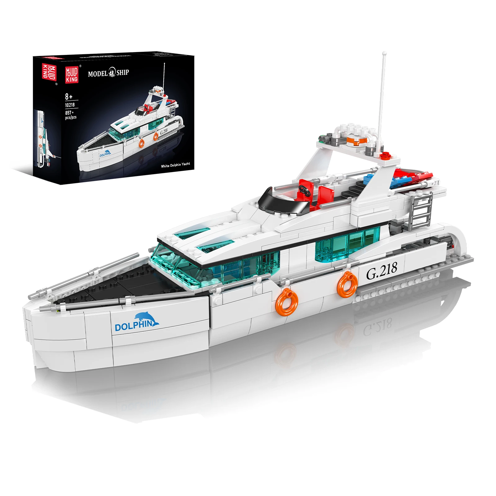 

Mould King 857pcs White Dolphin Yacht Model Building Kit - DIY Ship Toy for Adults & Kids