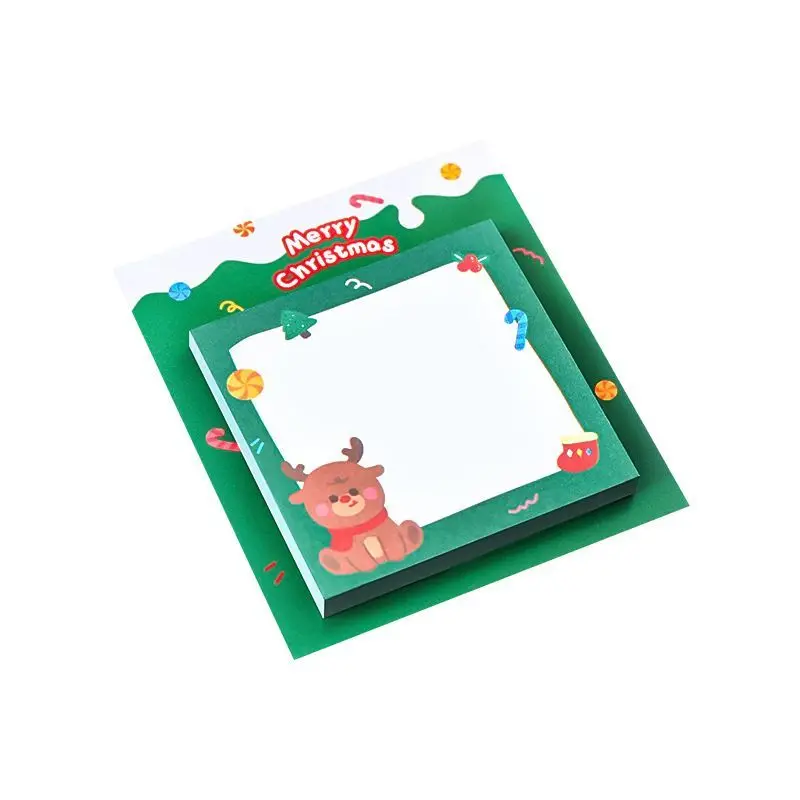 4 Pieces Adhesive Kawaii Christmas Sticky Notes Notepad Memo Pad Stationery Sticker