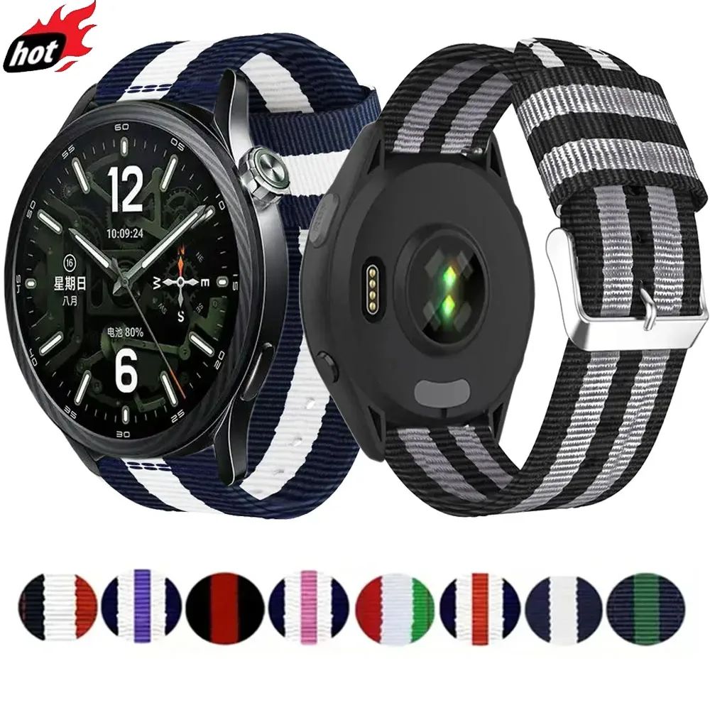 22mm 20mm Canvas Nylon Strap For Xiaomi Watch 5/S5-4-3-2 Comfortable wristband For OPPO Watch S-X2-X/Oneplus Watch 4/3/Lite/2/2R