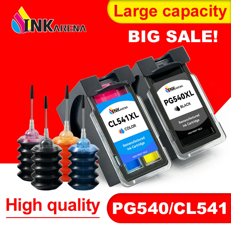 PG540 CL541 Refill Ink Cartridge Compatible For Canon MX374 MX375 MX395 MG3155 MG3200 MG3250 MG3255 MG3500 MG3550 MG4250 PG540