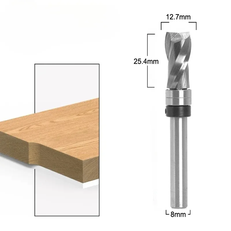 

Wood milling tool, compressed flat edge milling cutter, 1-piece woodworking end mill with high-performance bearing
