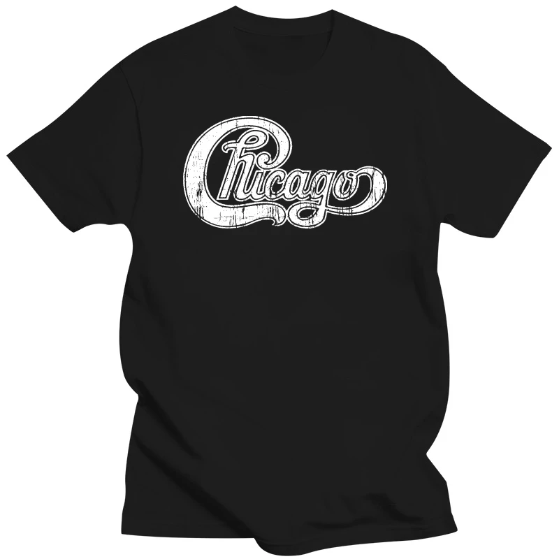 CHICAGO LOGO BLACK T SHIRT ROCK REO SPEEDWAGON STYX FOREIGNER SOFT ROCK Print Short Sleeve T-shirt High Quality Top Tee