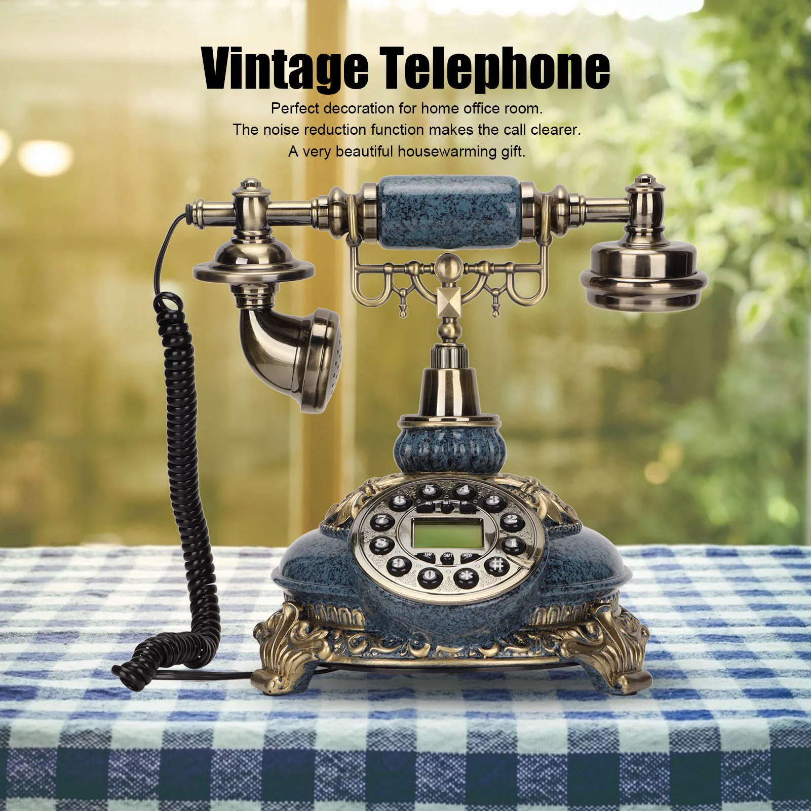 European Telephone MS‑8327E European Telephone Old Fashioned Wired Landline Phone Caller ID Telephone for Home