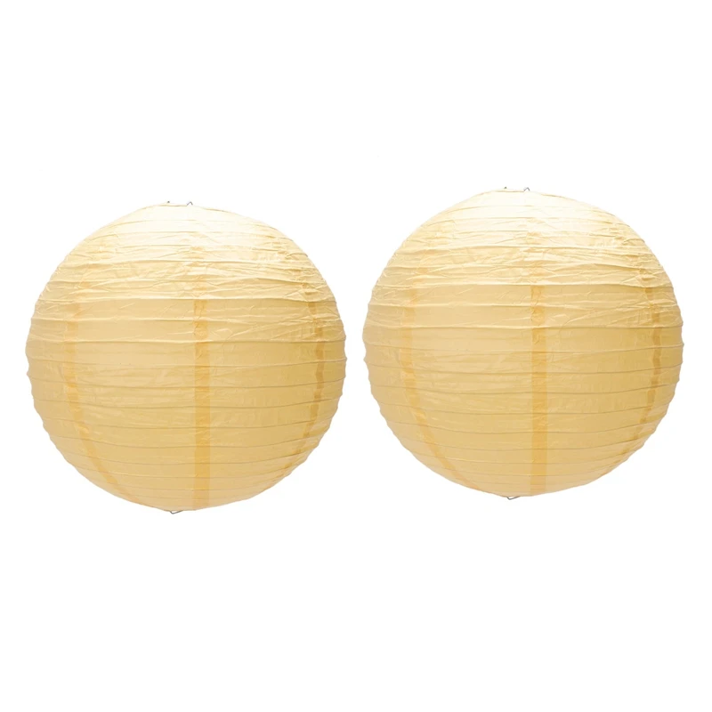 Hot 2 X Chinese Japanese Paper Lantern Lampshade For Party Wedding, 40Cm(16 Inch ) Deep Yellow