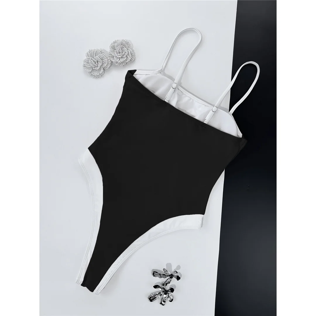 2026 Farbblock-Badeanzug, einteilig, für Damen, mit hohem Beinausschnitt, Monokini, gepolstert, Badeanzug, Badebekleidung, V8387 – Detail 6