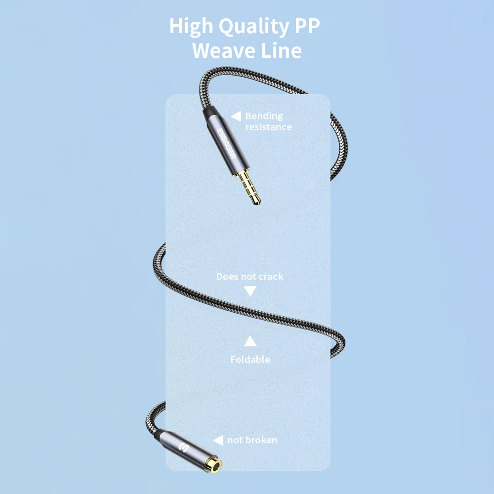 ESSAGER Headphone Extension Cable Jack 3.5mm Audio Aux Cable 3.5mm Female Splitter Speaker Extender Cord For Earphone Adapter - view 3