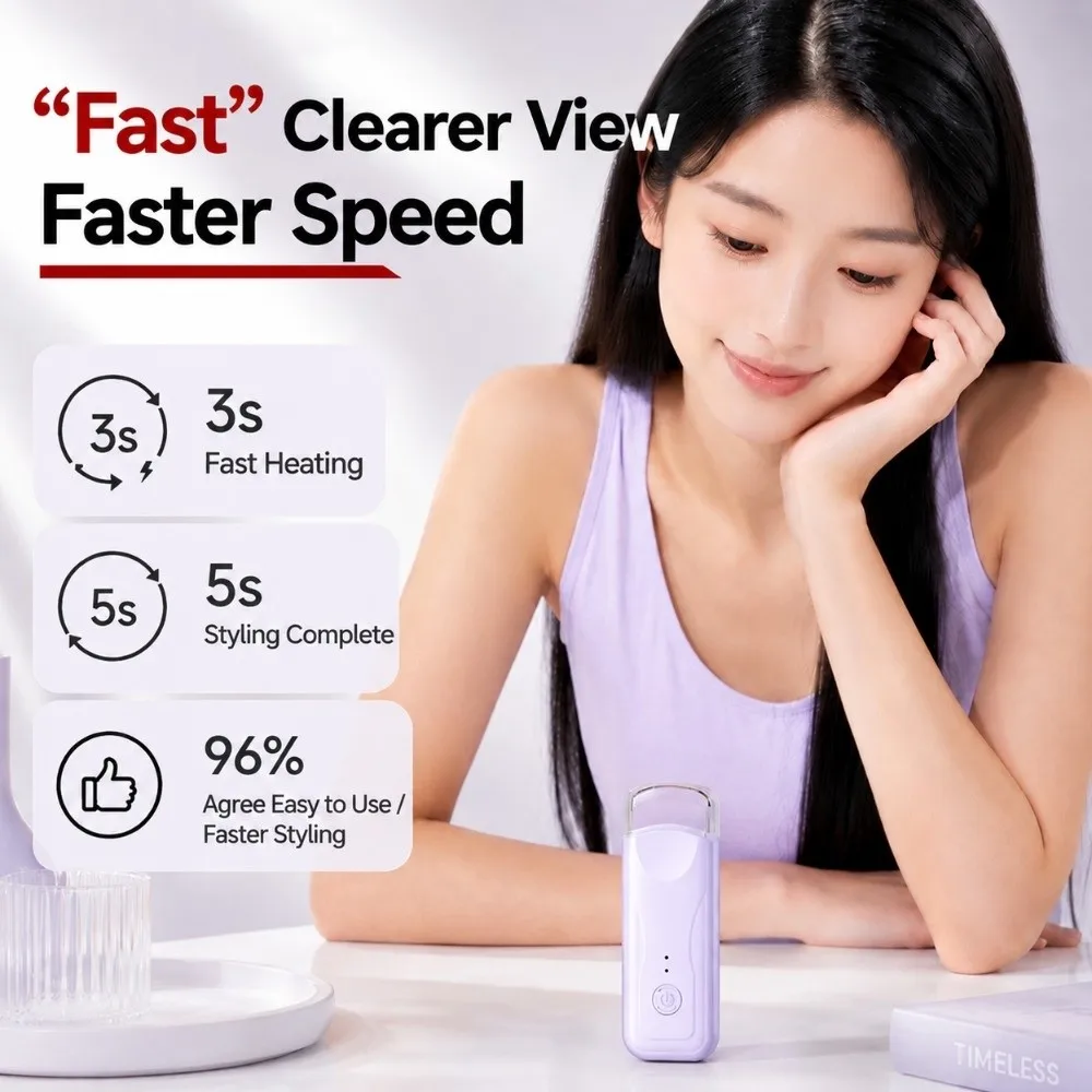 Fast Heating Heated Eyelash Curler Lightweight Heat Resistant Electric Lash Curler Long-Lasting Lift USB Charging
