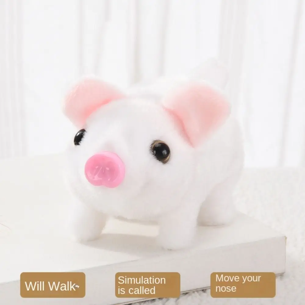 With Sound Electric Simulation Pig Can Walk White Electric Plush Pig Toy Moving Tail Cute Electronic Pig Birthday Gift