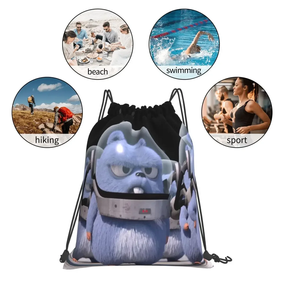 Grizzy And The Lemmings Backpacks Fashion Drawstring Bags Storage Bag Book Bags for Man Woman School