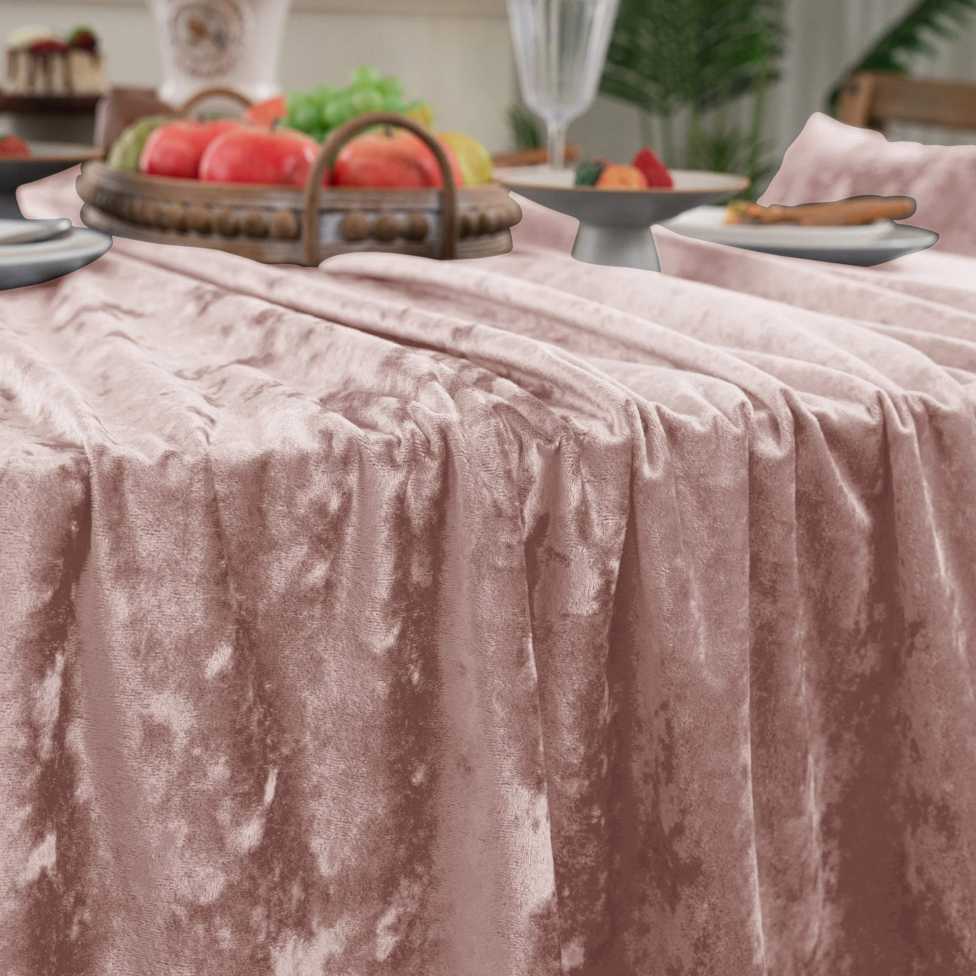 1 PC Luxury Crushed Velvet Rectangular Tablecloth Soft And Durable, Elegant Table Setting, Christmas, Themed Party