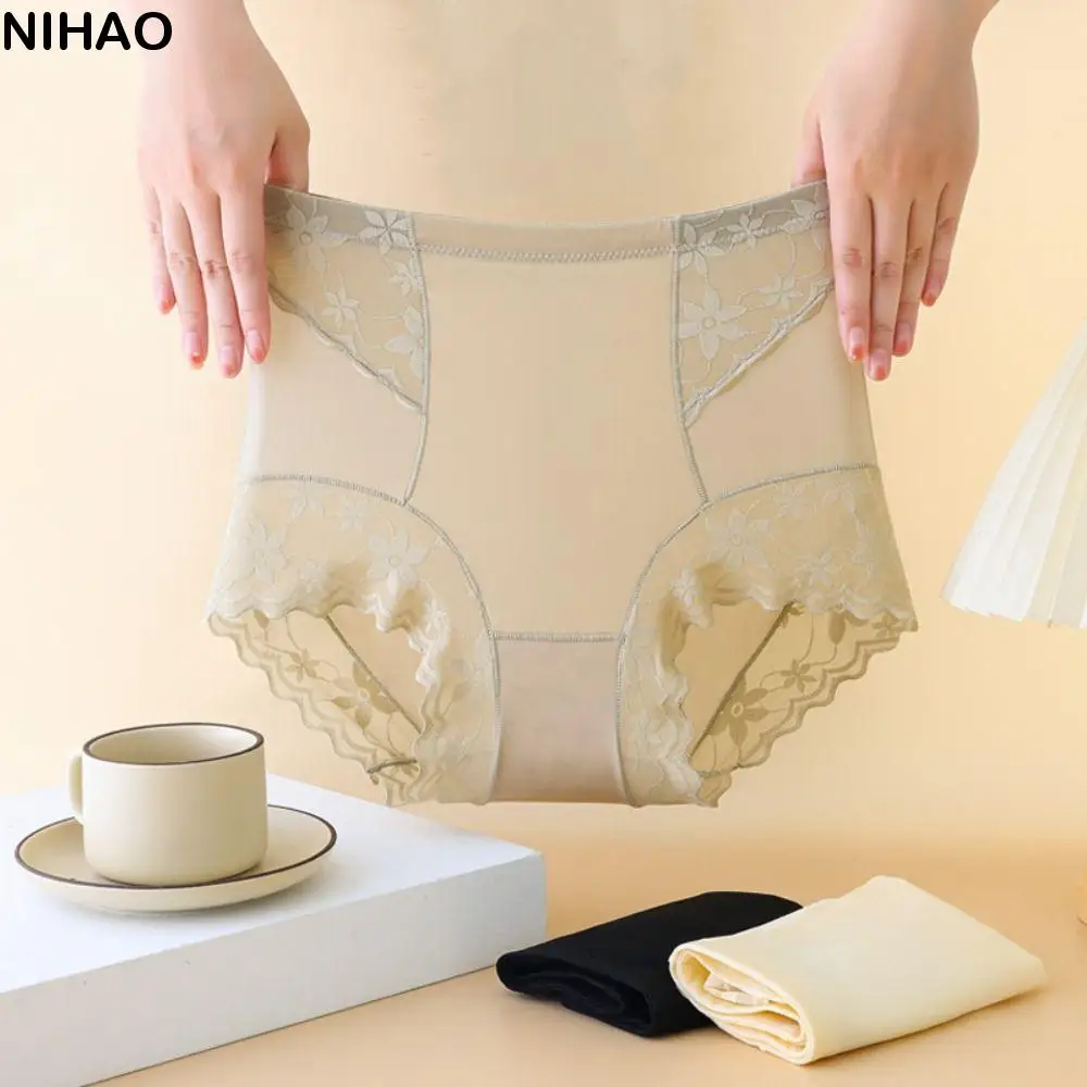 

Lace Flower Slimming Shapewear High Waist Ice Slik Tummy Control Underwear Briefs Belly Contracting Body Shaping Underpants