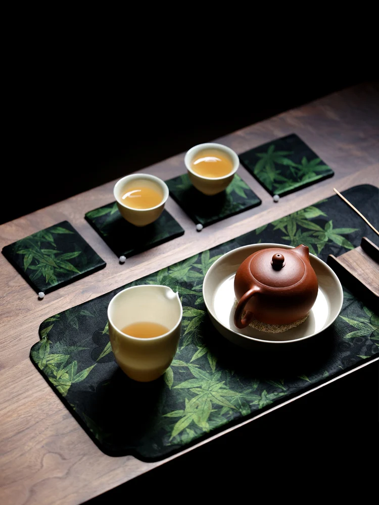 

Коврик для чайного столика ручной работы в китайском стиле из ткани Юньнань Дяньбай, подставка для чашек, коврик для церемонии сухого чая, в стиле Дзен