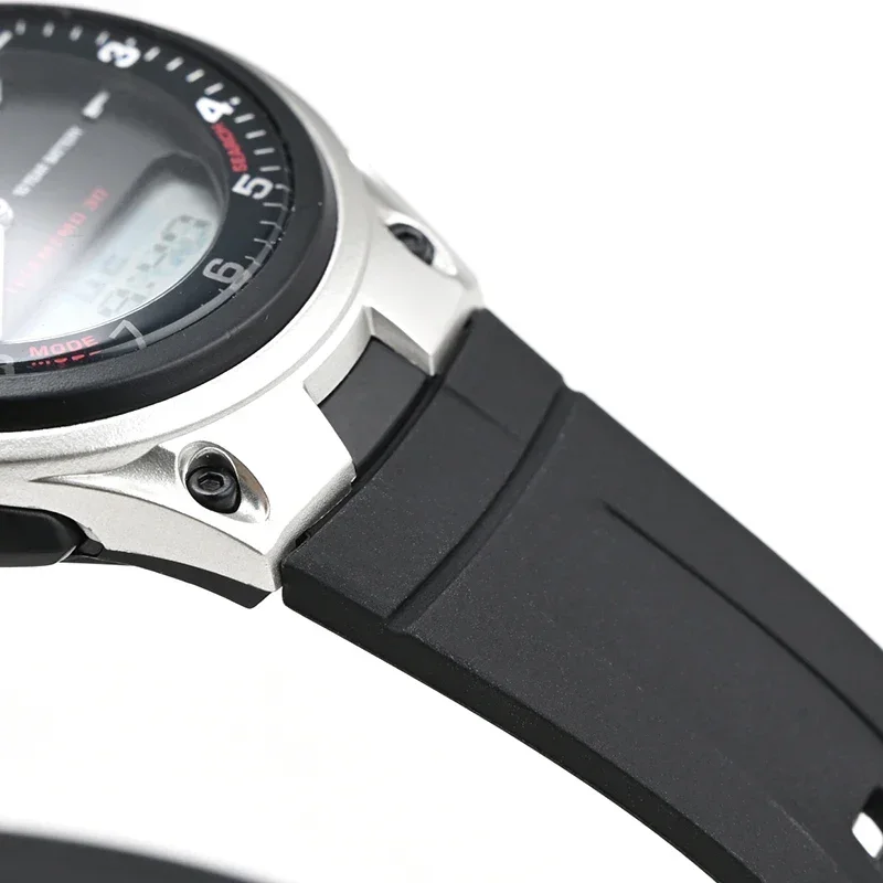 카시오 AW-80 AW-82 18mm 전자 시계 밴드 남성 여성 블랙 볼록 방수 스포츠 팔찌 액세서리에 대한 고무 수지 스트랩