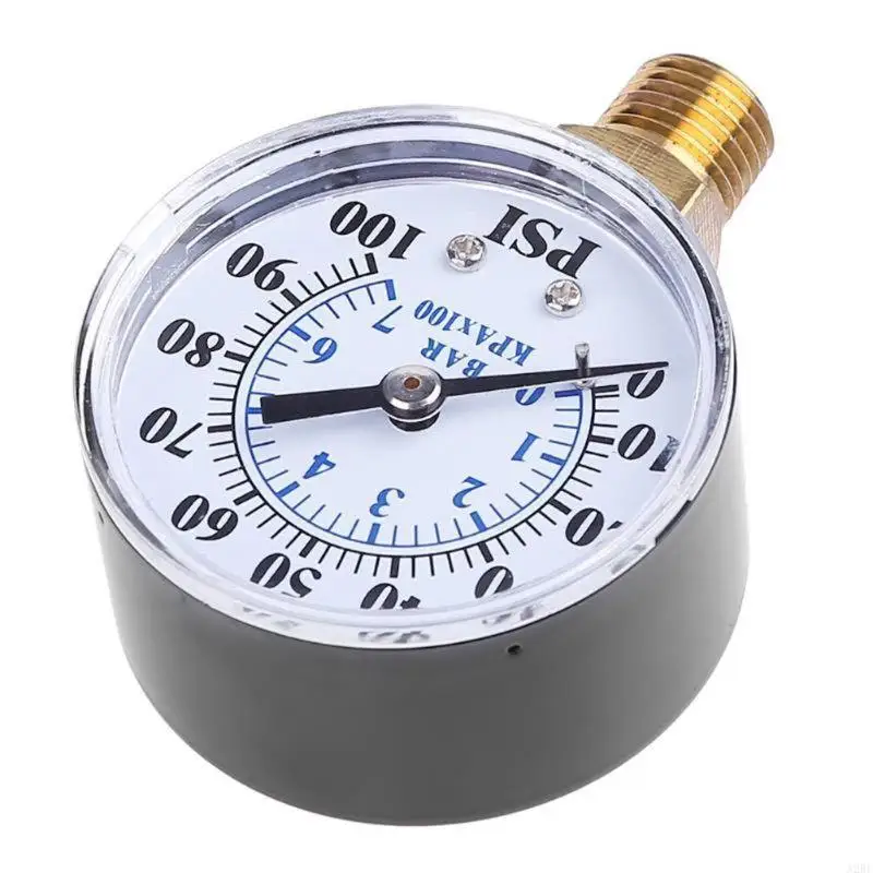 A2BE Well Pressure Gauge 0-100 0-7 Bar Sturdy Metal for Case 1/4NPT Lower Mount Easy to Read