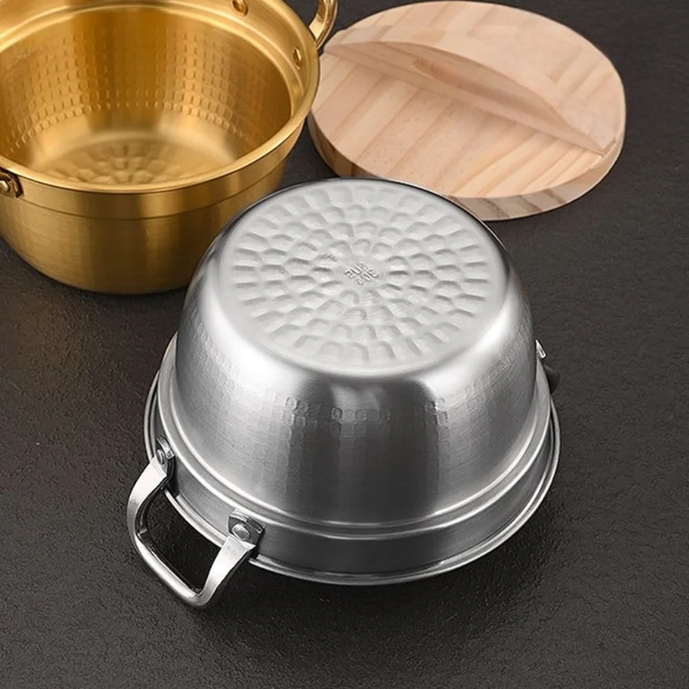 304 Stainless Steel Korean Double Ear Pot for Instant Noodle Soup Cooking on All Stovetops Including Induction
