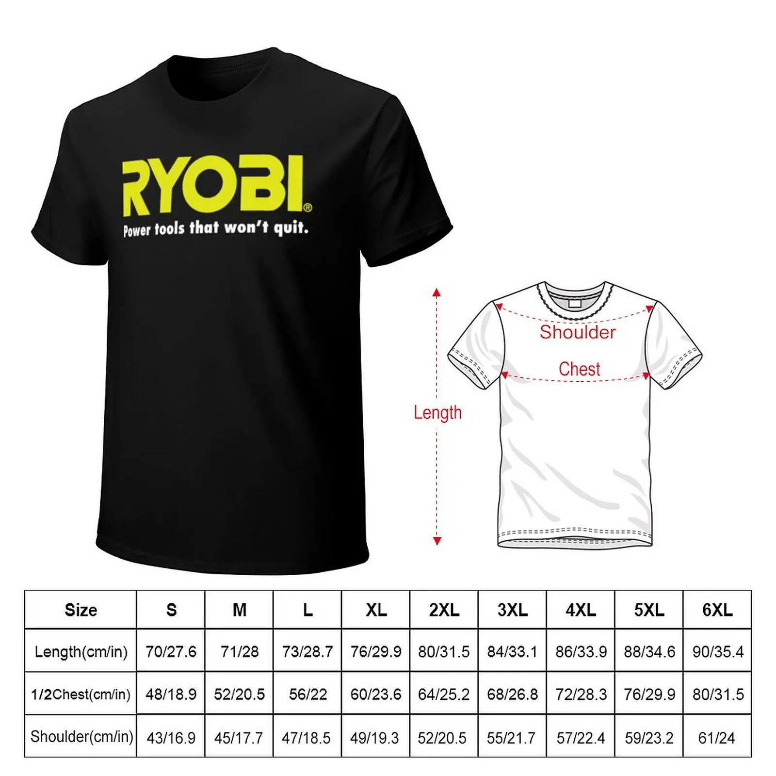 POWER TOOLS RYOBI LOGO T-shirt summer clothes summer tops men t shirt