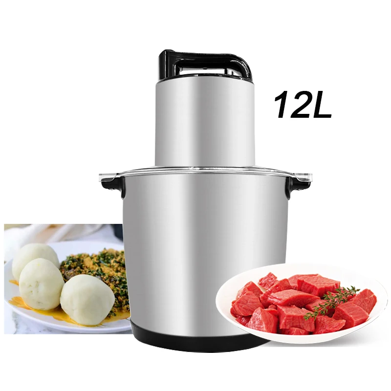 Mesin Fufu logam 12L, alat pencampur Blender buah Foufou sayuran Mixer makanan dapur rumah tangga colokan EU UK kapasitas besar