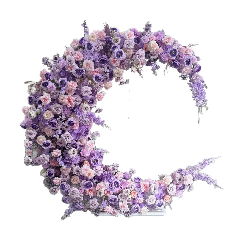 wedding decoration background floral purple moon arch wrought iron floral art