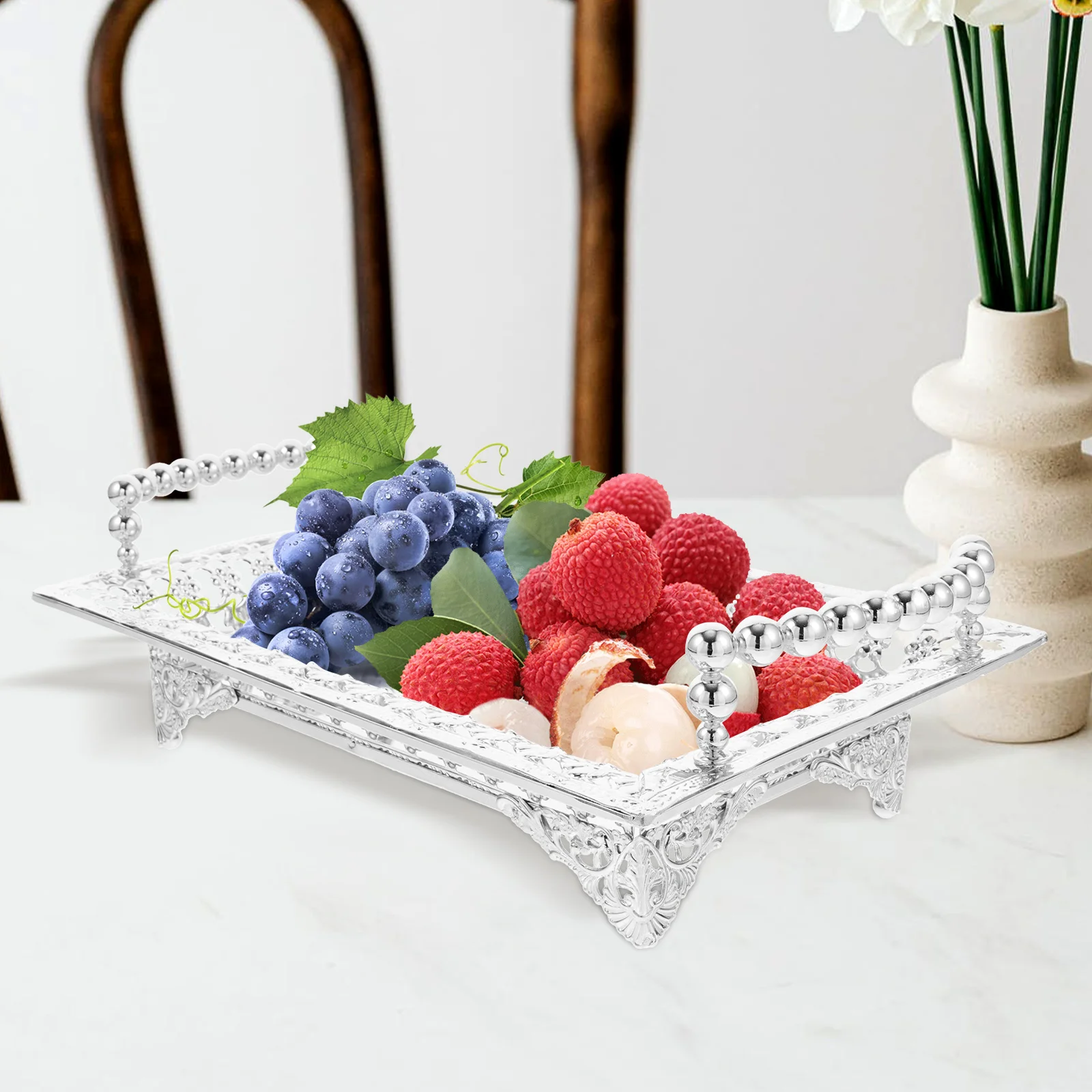 

Metal Fruit Plate Cutlery Trays Coffee Table Nutcracker Storage for Candy Dessert Plates Nordic