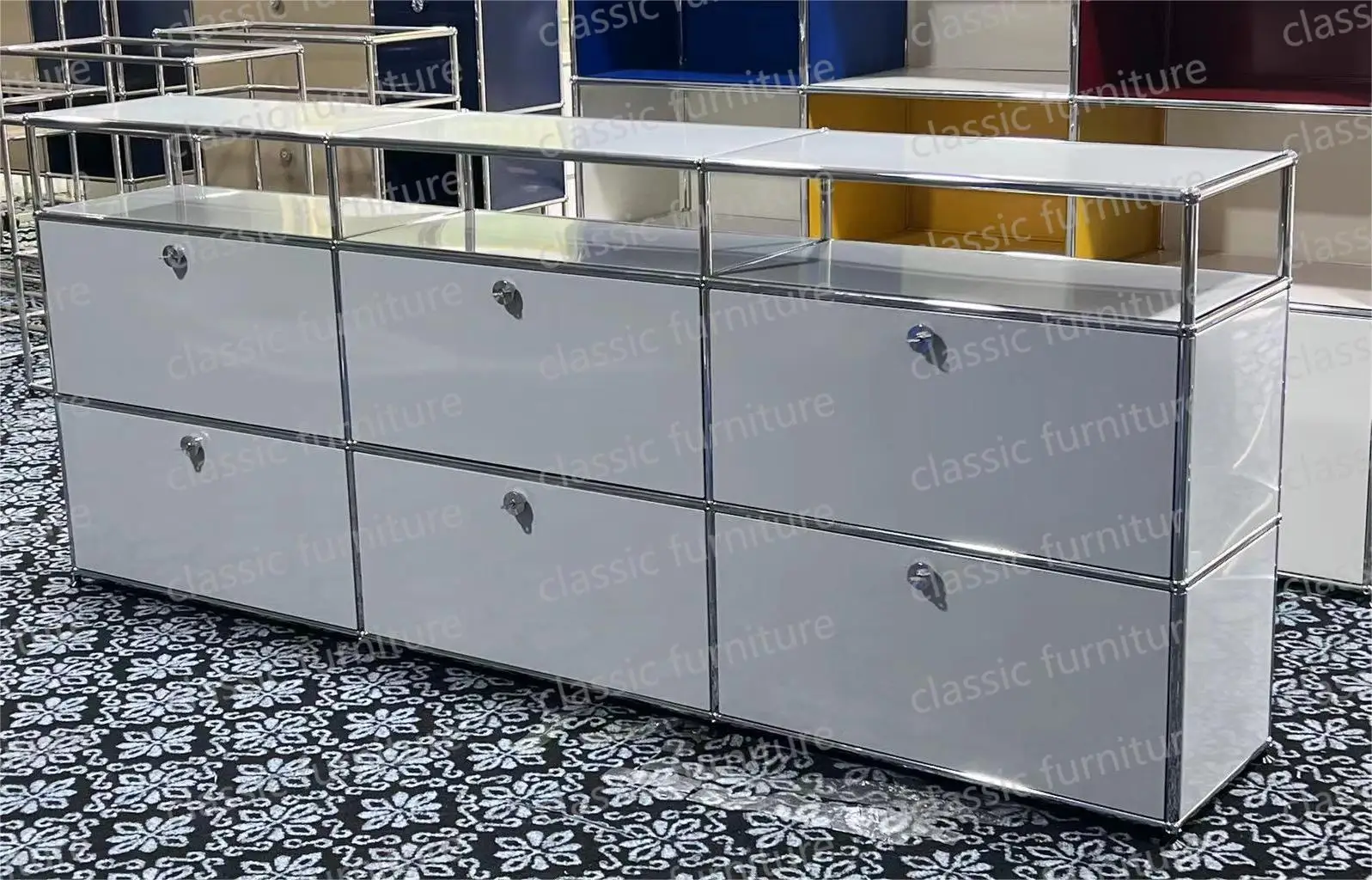 Modular Module Furniture Customized Metal Stainless Steel Cabinet Haller Storage  Sideboard Shelf DIY Living Room