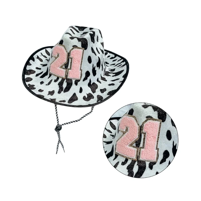 21 Birthday Hat Cow Print Cowboy Hat 21 Hat Birthday Disco Cowboy Hat Cow Print Cowgirl Hat 21 Cowboy Hat Birthday Dropshipping