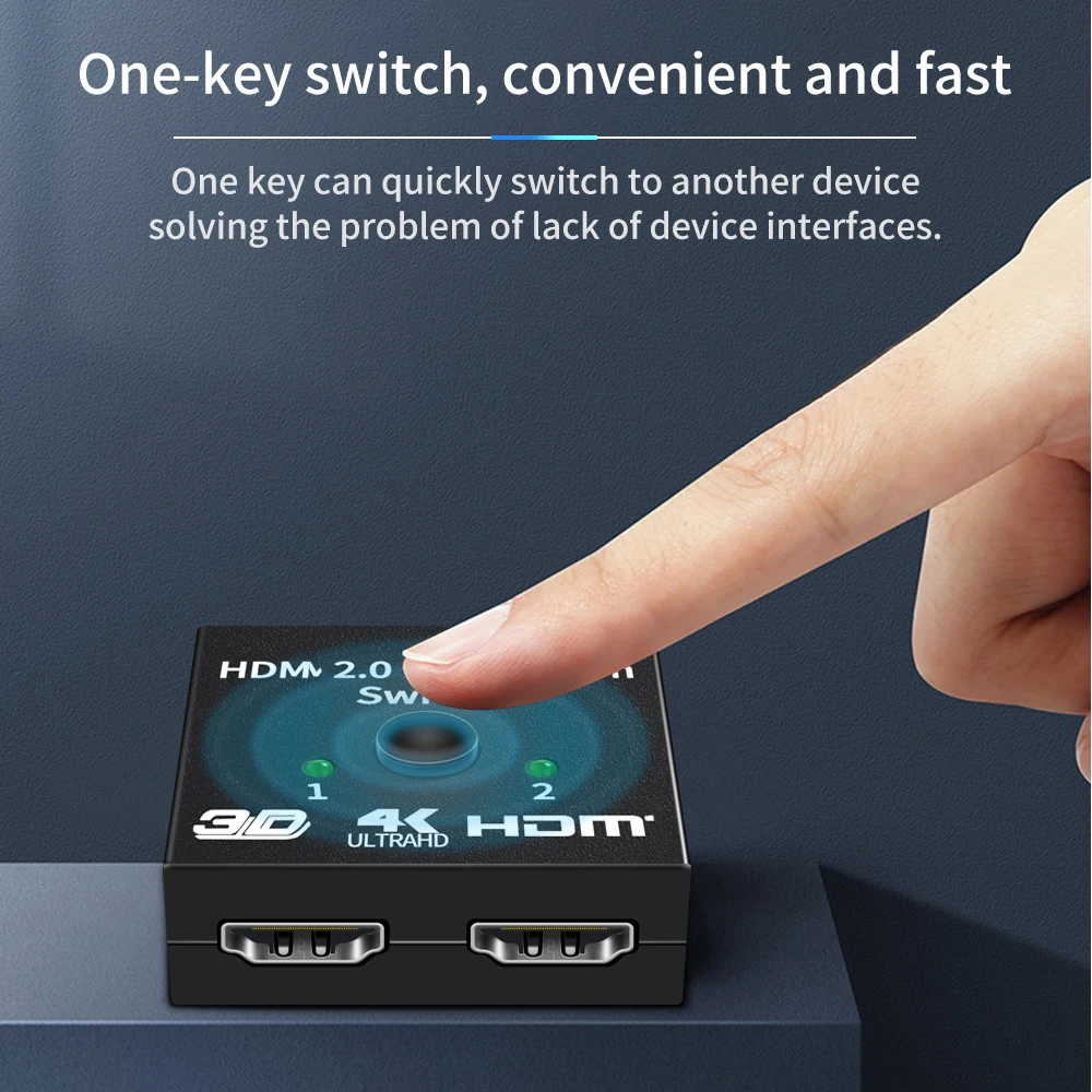 Splitter Kompatibel HDMI 4K Switch KVM, Adaptor Pengalih Kotak Dua Arah 1x 2/2x1 HDMI 2 In1 Out Untuk PS4/3 TV