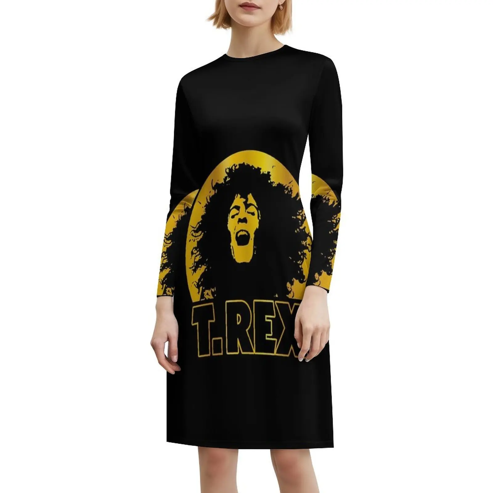 أفضل بيع جلام روك باند المرأة الشارع الشهير فستان الحفلات العصرية طباعة نادي الملابس للإناث تي ريكس الفرقة الموسيقى ريكس مارك