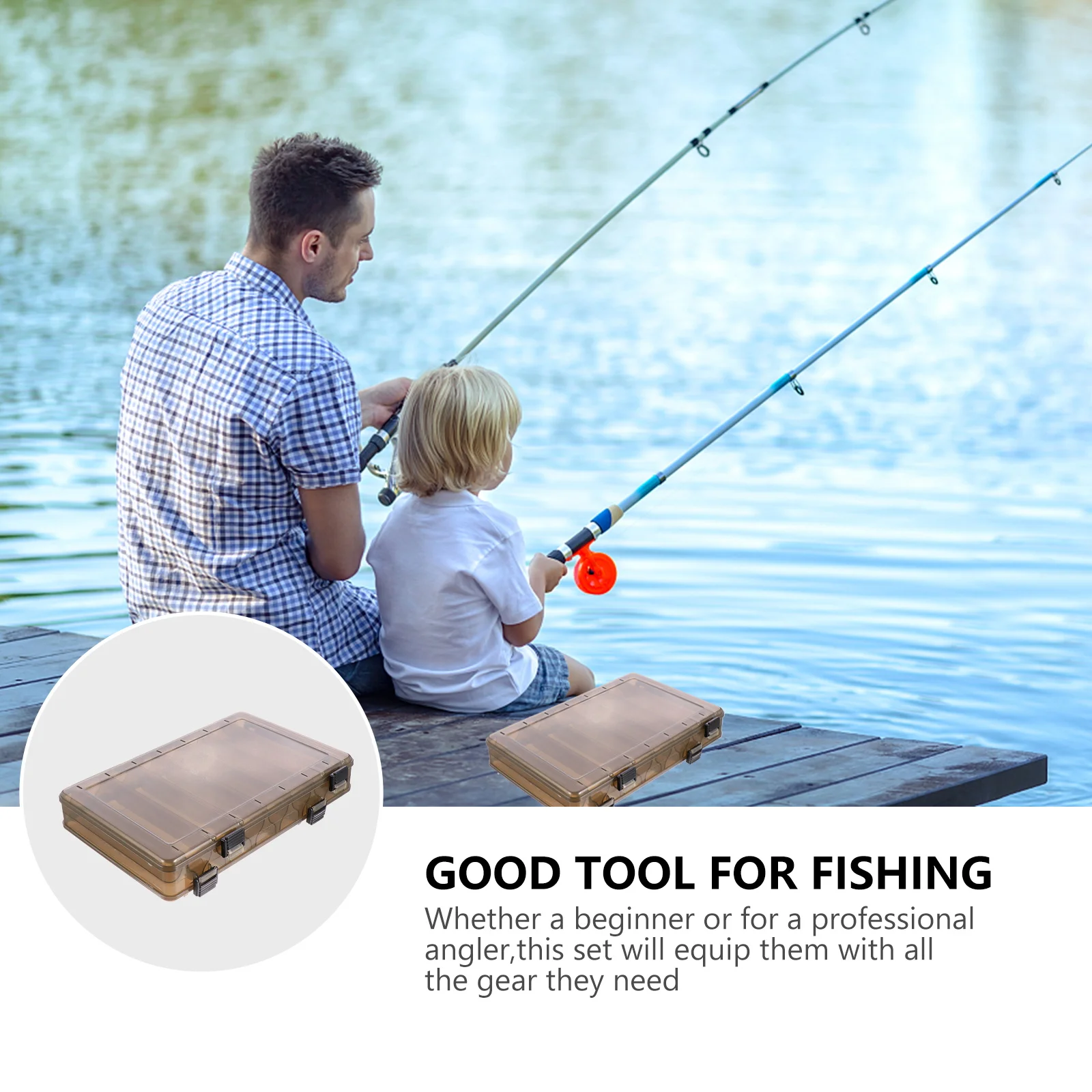 

Transparent Bait Storage Waterproof Lure Hook Container Fly Fishing Utility Box Double Layer Hand-Held Portable Case