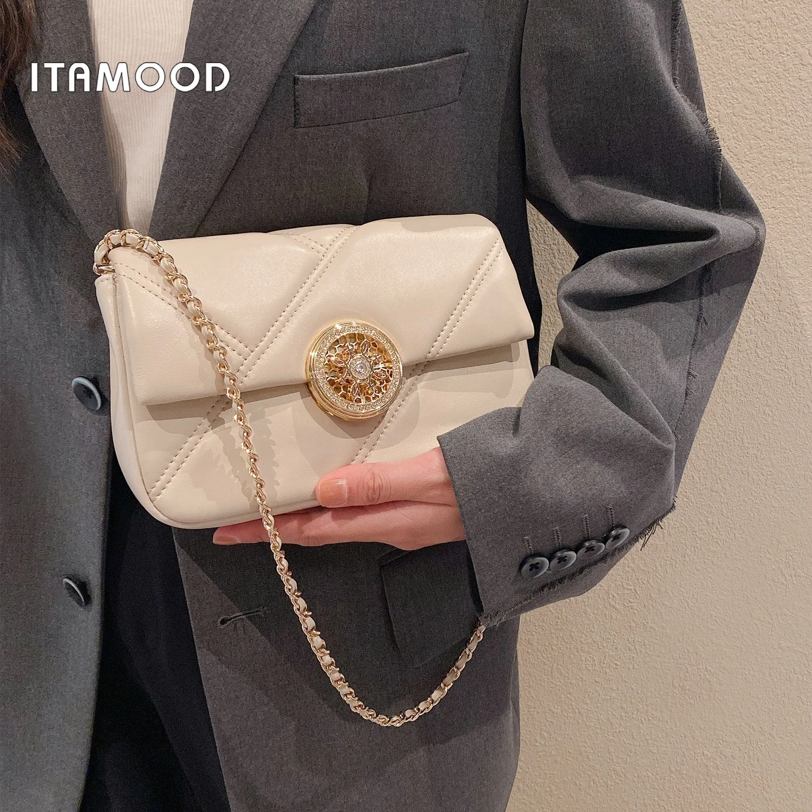 ITAMOOD Women Chain Bag Original Luxury Designer Brand Leather Single Shoulder Bag Adjustable Shoulder Strap Valentine Day Gift