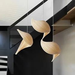 Winfordo Wing maple pendant lamp handmade pleated finish wooden hanging light japanese style Chandelier dining bedroom staircase