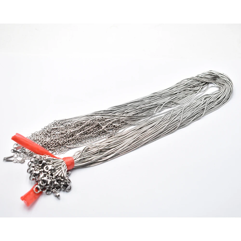 

Оптовая продажа, 1,2 мм, нержавеющая сталь, цепочка в виде змеи, ожерелье, веревка 40 см + 5 см, цепочка с застежкой-лобстером, сделай сам, ювелирные аксессуары, 50 100 шт./лот