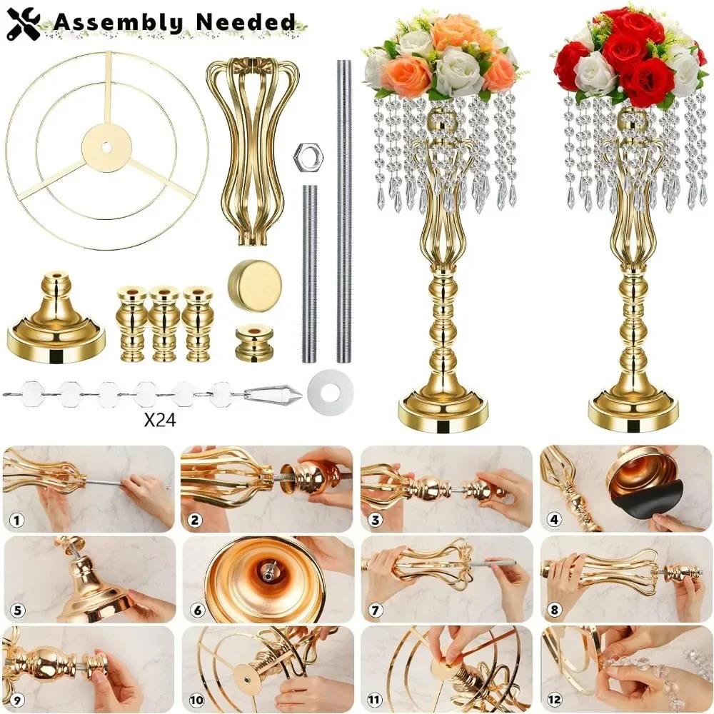 Imagem -06 - Centros de Casamento para Mesas Peça Central do Vaso com Candelabro Vasos de Flores de Cristal Decoração para Casa 16 Pcs